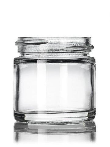 1 oz clear glass straight-sided round jar with 43-400 neck finish CASED 160 - Rock Bottom Bottles / Packaging Company LLC