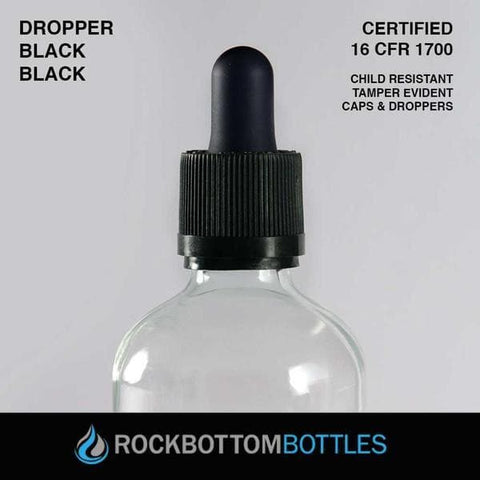 120ml Black Droppers - Rock Bottom Bottles / Packaging Company LLC