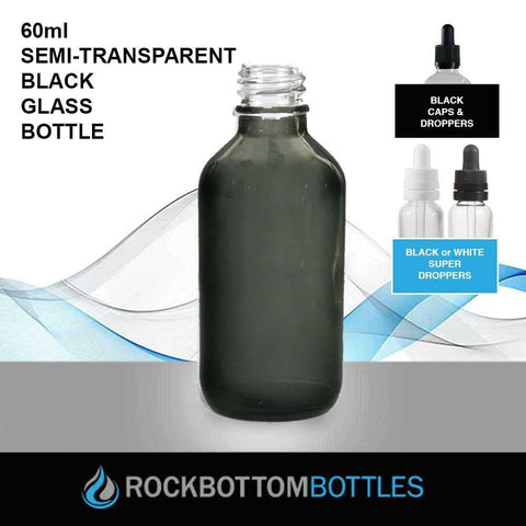 60ml Semi-Transparent Black Glass Bottle - Rock Bottom Bottles / Packaging Company LLC