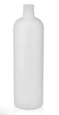 1 Liter - 34 oz HDPE Natural Cosmo/Tall Boston Round 28/415 Neck Bottle - CASED 98 - Rock Bottom Bottles / Packaging Company LLC