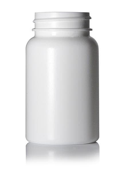100 cc white HDPE pill packer bottle with 38-400 neck finish - CASED 640 - Rock Bottom Bottles / Packaging Company LLC