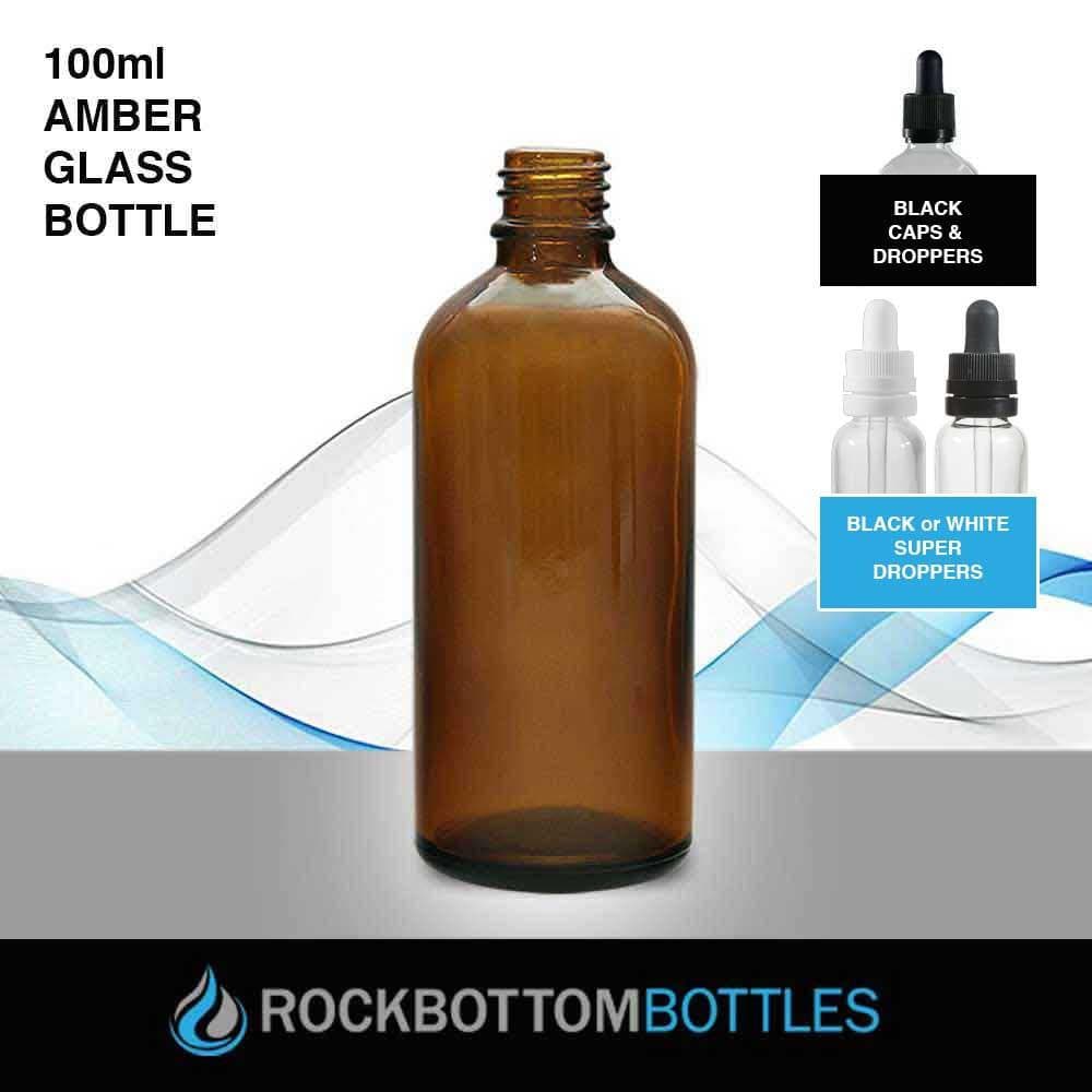 100ml Amber Glass Bottle - Rock Bottom Bottles / Packaging Company LLC