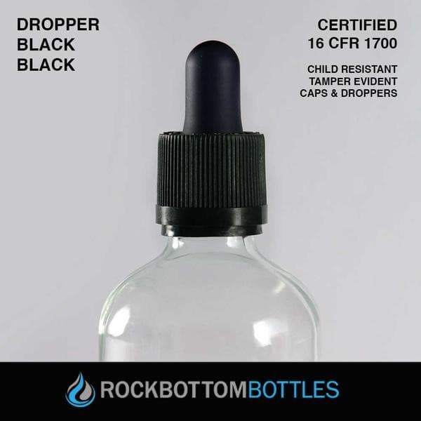 100ml Black Droppers - Rock Bottom Bottles / Packaging Company LLC