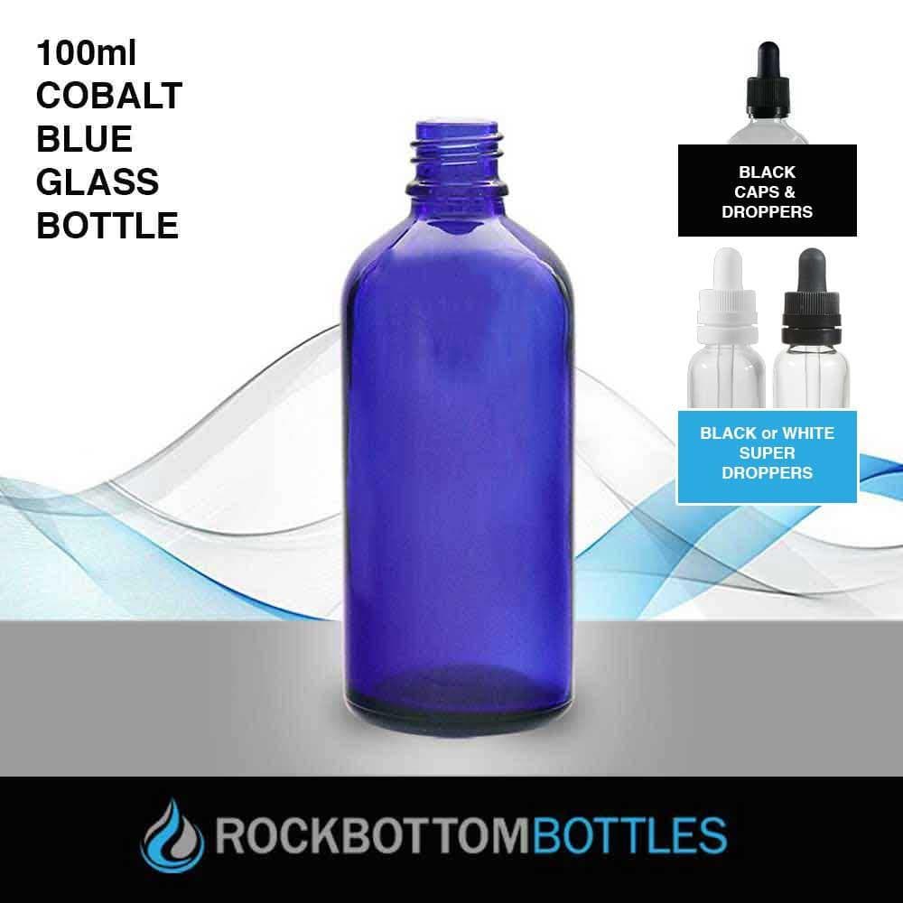 100ml Blue Glass Bottle - Rock Bottom Bottles / Packaging Company LLC