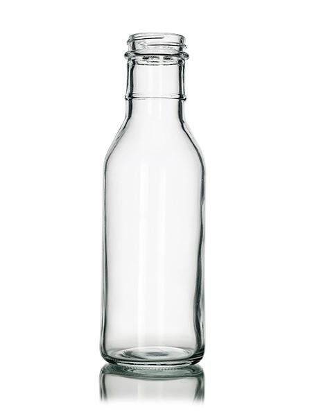 12oz clear glass sauce bottle with 38-400 neck finish - Cased 12 -110 cs Per Pallet - Rock Bottom Bottles / Packaging Company LLC