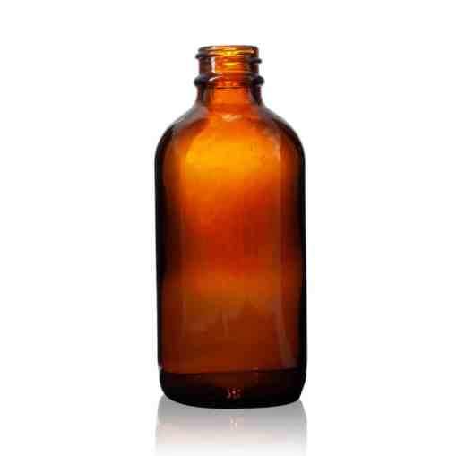 120ml - 4 oz - Amber Boston Round Glass Bottle with 22-400 Neck Finish - CASED 128 - Rock Bottom Bottles / Packaging Company LLC
