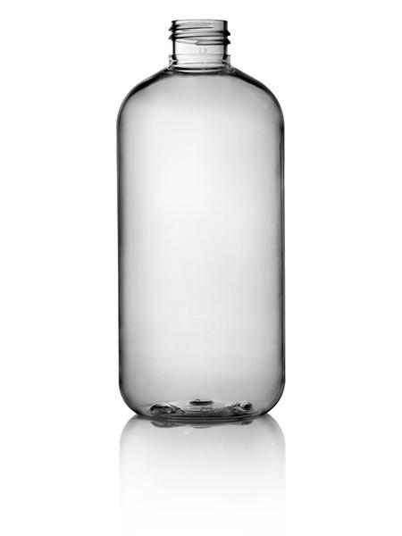 12oz Clear 24/410 Neck Boston Round Bottle - Cased 190 - Rock Bottom Bottles / Packaging Company LLC