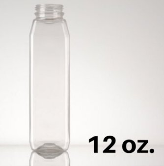 12oz Clear PET Square 38mm DBJ Bottle - CASED 456 - 11 cases per pallet - Rock Bottom Bottles / Packaging Company LLC