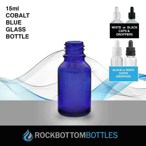 15ml - Blue Glass Bottle - Rock Bottom Bottles / Packaging Company LLC