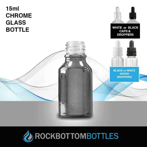 15ml Chrome Glass Bottle - Rock Bottom Bottles / Packaging Company LLC