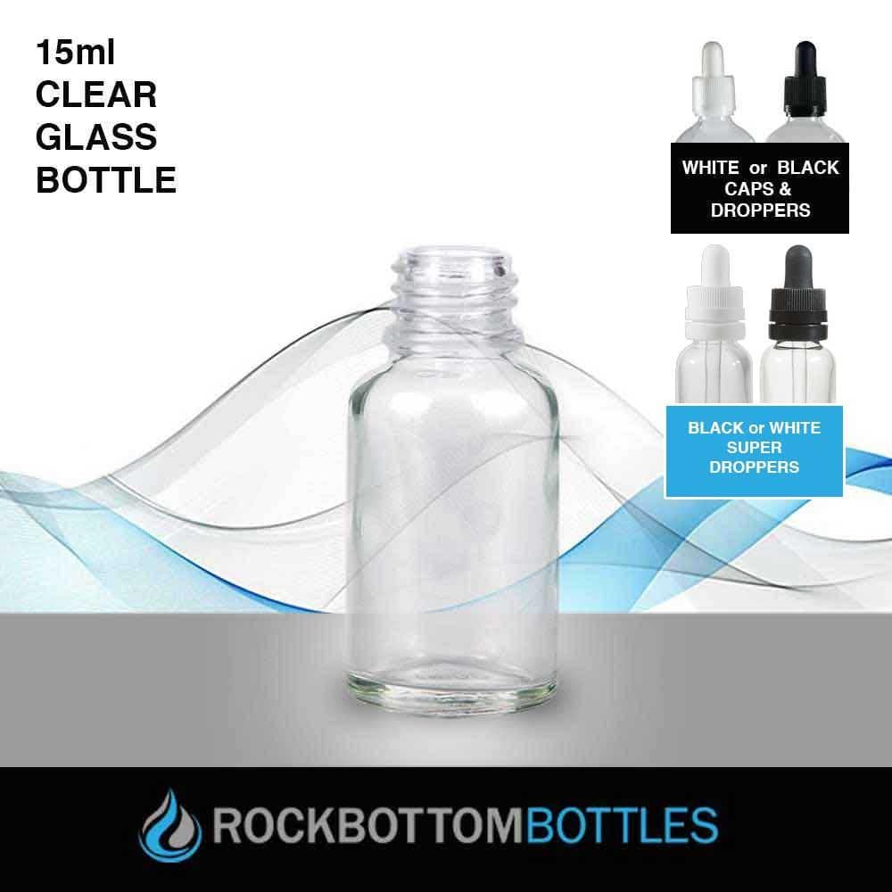 15ml Clear Glass Bottle - Rock Bottom Bottles / Packaging Company LLC
