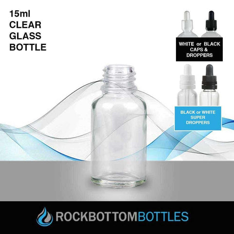 15ml Clear Glass Bottle - Rock Bottom Bottles / Packaging Company LLC