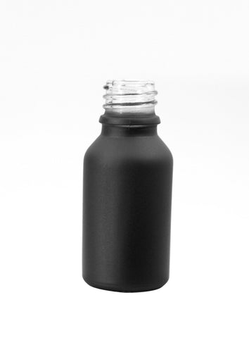 15ml Matte Black Glass Bottle 18/415 neck - Rock Bottom Bottles / Packaging Company LLC
