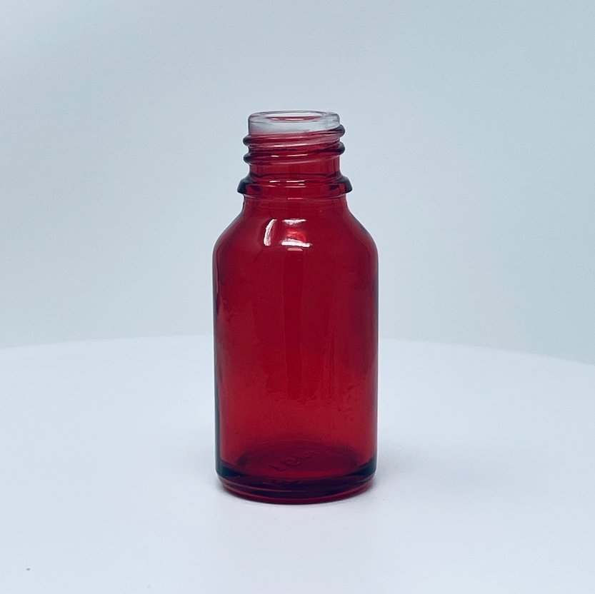 15ml Semi Transparent Red Glass Bottle 18-415 - Rock Bottom Bottles / Packaging Company LLC