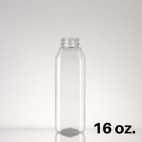 16oz 38 DBJ Square Bottles PET - CASED 320 - 1 Pallet MOQ - QTY 3520 Per Pallet - Rock Bottom Bottles / Packaging Company LLC