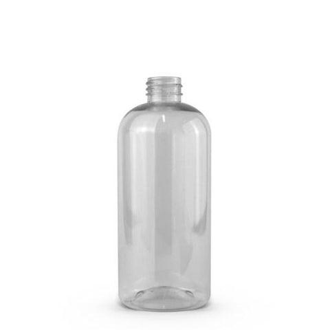 16oz Clear 24-410 Boston Round Bottle - Cased 160 - Rock Bottom Bottles / Packaging Company LLC