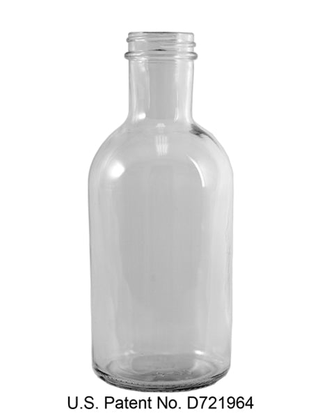 16oz Clear Glass Stout Bottle with 38-405 Neck - Cased 12 - Sold at Pallet Qty - Rock Bottom Bottles / Packaging Company LLC