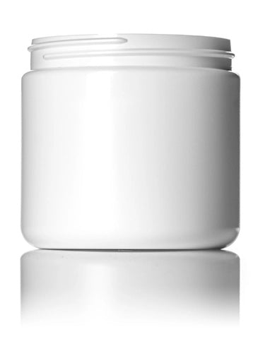 16oz White HDPE Jar with 89-400 Neck Finish - CASED 216 - 3,456 per pallet - Rock Bottom Bottles / Packaging Company LLC