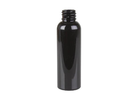 2 oz Black PET cosmo round bottle with 20-410 neck finish - 14760 per pallet tray packed - Rock Bottom Bottles / Packaging Company LLC