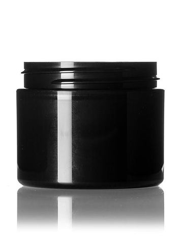 2 oz Black PP double wall round base jar with 58-400 neck finish - CASED 660 - Rock Bottom Bottles / Packaging Company LLC