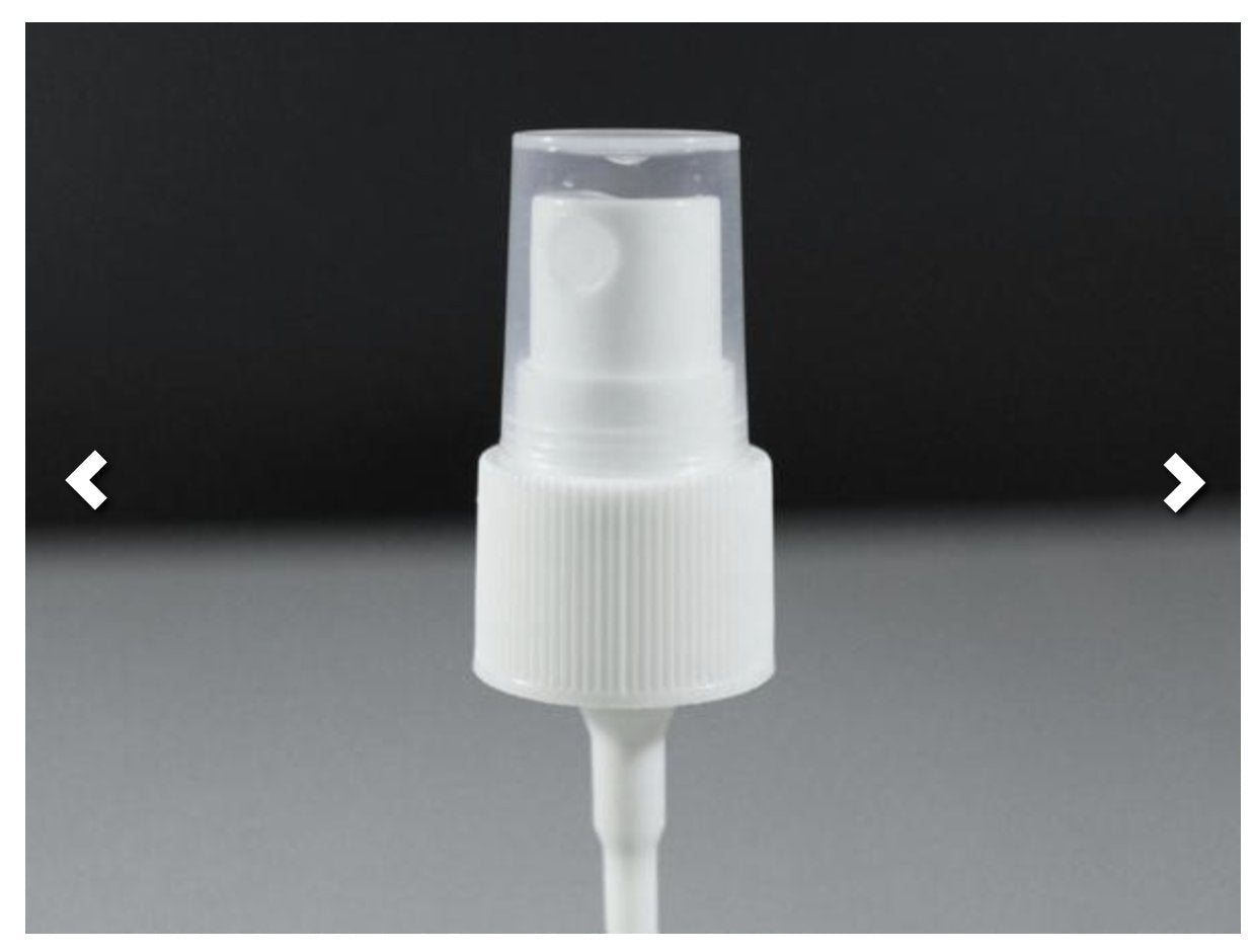 20-410 Neck Ribbed White Mist Sprayer with Clear Overcap 112mm Down Tube - CASED 500 - Rock Bottom Bottles / Packaging Company LLC