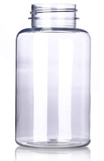 200 cc clear PET pill packer bottle with 38-400 neck finish - CASED 360 - Rock Bottom Bottles / Packaging Company LLC