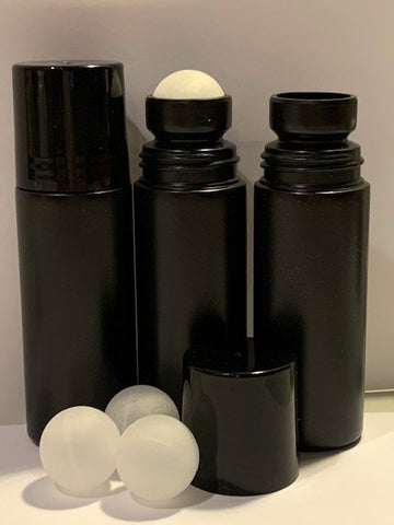 3 oz Black HDPE Plastic Roll On Bottle (Not Refillable) Includes: Bottle, Cap and Ball - Cased 595 - Rock Bottom Bottles / Packaging Company LLC