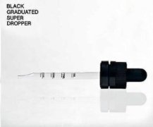 30ml Black Super Dropper CRC/TE Graduated 18-415 -CASED 1800 - Rock Bottom Bottles / Packaging Company LLC