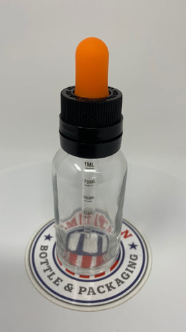 30ml Black Super Dropper with Orange Bulb CRC/TE Graduated -CASED 330 - Rock Bottom Bottles / Packaging Company LLC