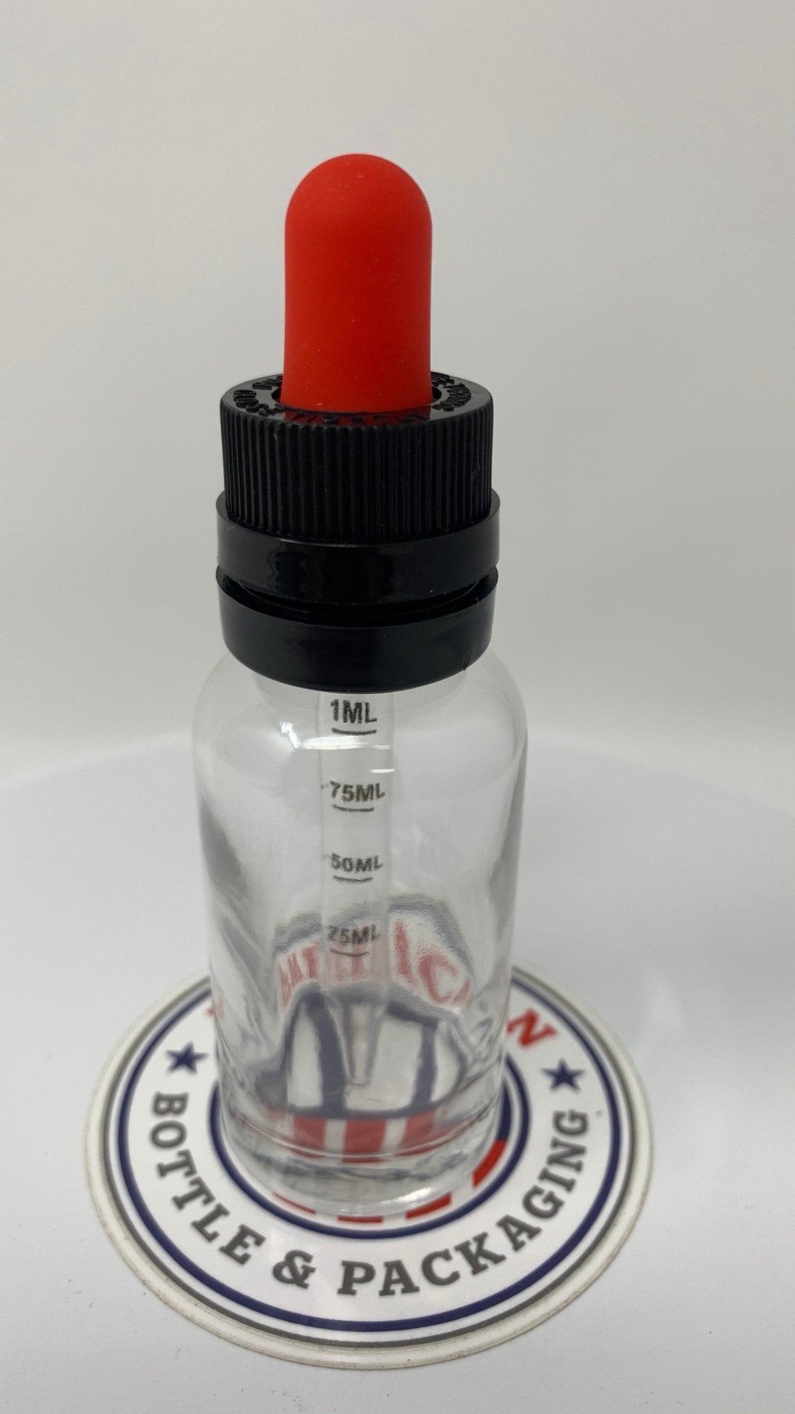 30ml Black Super Dropper with Red Bulb CRC/TE Graduated -CASED 330 - Rock Bottom Bottles / Packaging Company LLC