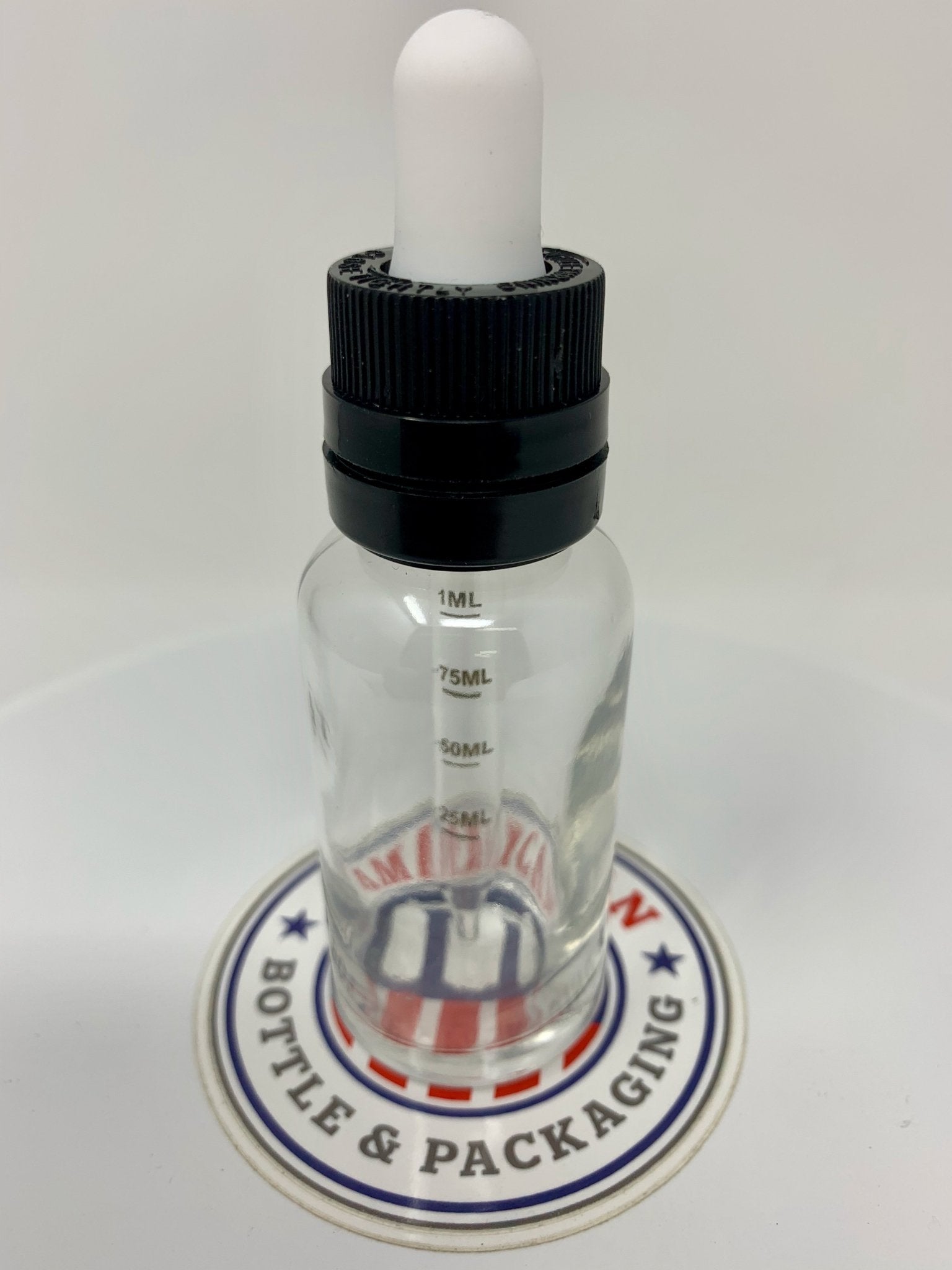 30ml Black Super Dropper with White Bulb CRC/TE Graduated -CASED 330 - Rock Bottom Bottles / Packaging Company LLC