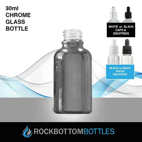30ml Chrome Glass Bottle 18-415 - Rock Bottom Bottles / Packaging Company LLC