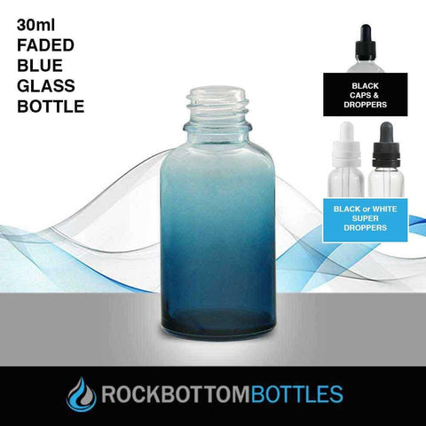 30ml Faded Blue Glass Bottle - Rock Bottom Bottles / Packaging Company LLC