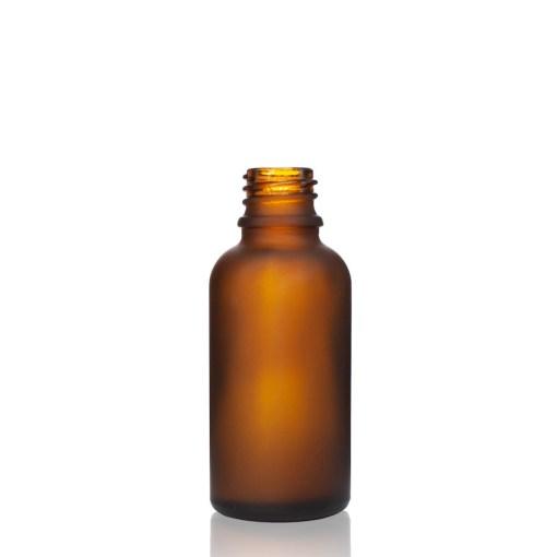 30ml Frosted Amber bottle with 18/415 neck - CASED 330- Bottle Only - Rock Bottom Bottles / Packaging Company LLC