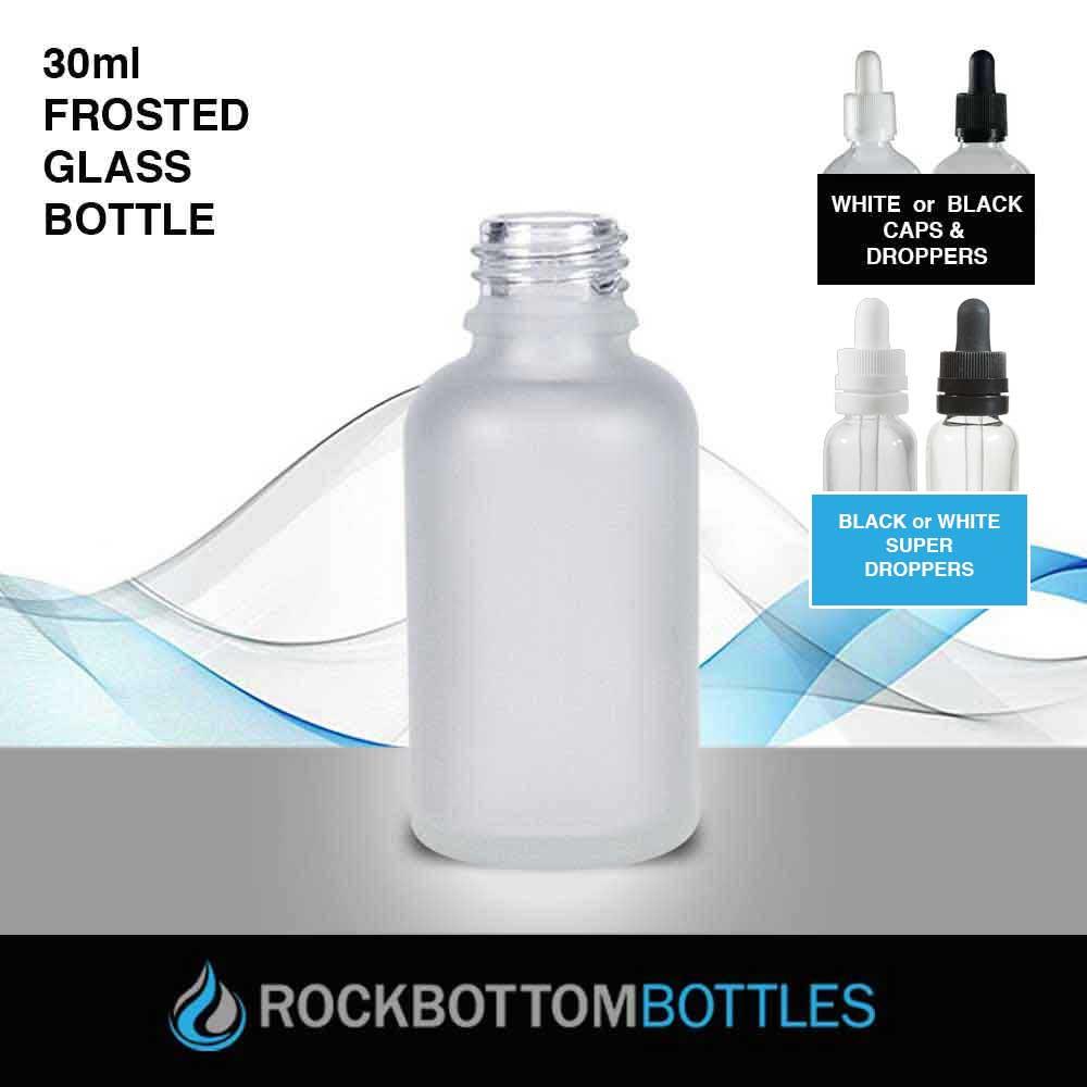 30ml Frosted Glass Bottle 18-415 Neck - CASED 180 - Rock Bottom Bottles / Packaging Company LLC