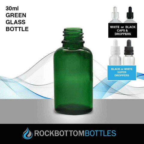 30ml Green Glass Bottle - Rock Bottom Bottles / Packaging Company LLC