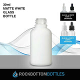 30ml White Matte Glass Bottle - Rock Bottom Bottles / Packaging Company LLC