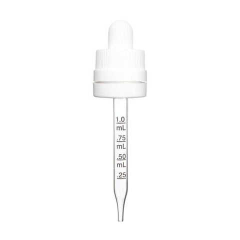30ml White Super Droppers with Graduated Pipette - CASED 1400 - Rock Bottom Bottles / Packaging Company LLC
