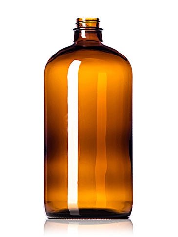 32oz Amber Glass Bottle with 28-400 neck - Cased 20 - Rock Bottom Bottles / Packaging Company LLC