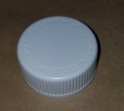 33-400 White PP Child Resistant Cap CRC with Pressure Seal Liner - CASED 2000 - Rock Bottom Bottles / Packaging Company LLC
