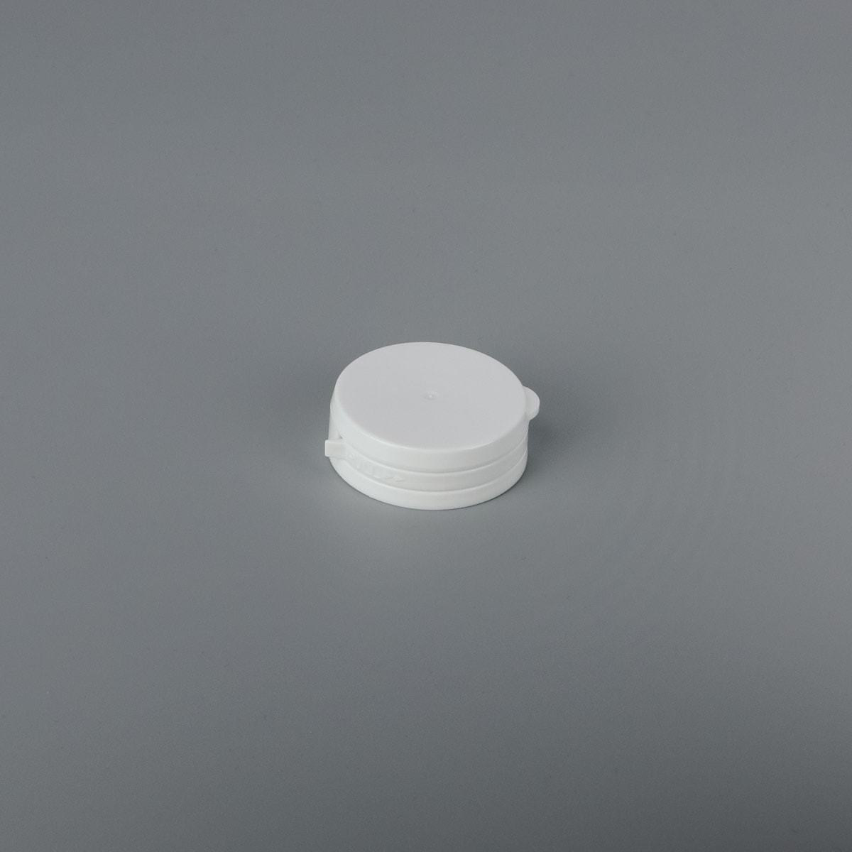 38-400 Hinge Guard White tamper evident cap with pressure seal - CASED 2100 - Rock Bottom Bottles / Packaging Company LLC