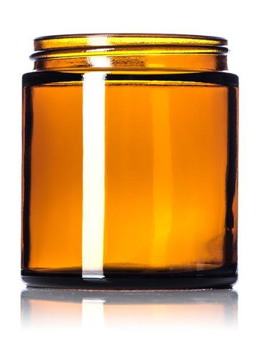 4 oz amber glass straight-sided round jar with 58-400 neck finish- CASED 90 - Rock Bottom Bottles / Packaging Company LLC
