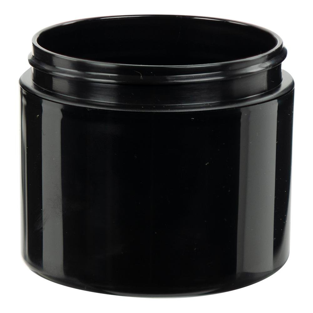 4 oz Black 70-400 Double Wall Straight Sided PP Jar - Cased 240 - Rock Bottom Bottles / Packaging Company LLC