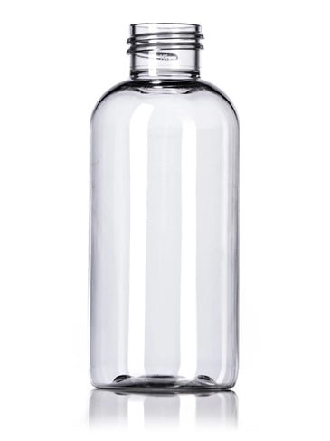4oz Clear PET Boston Round Bottle with 24-410 Neck Finish - Cased 416 - Rock Bottom Bottles / Packaging Company LLC