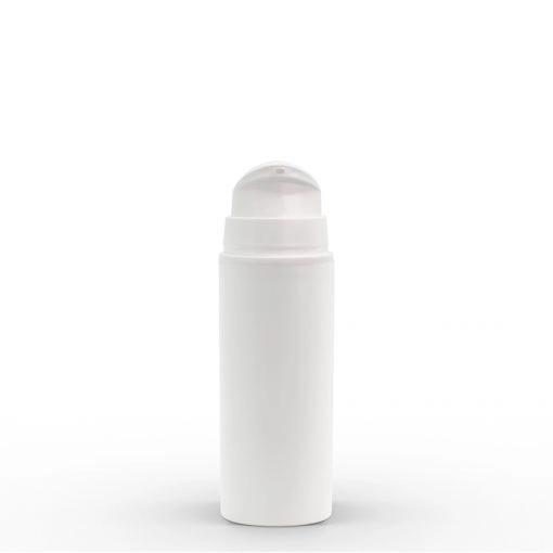 50ml White PP Mini Airless Pump Bottle with White Cap - Cased 600 - Rock Bottom Bottles / Packaging Company LLC
