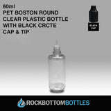 60ml PET Clear Boston Round - CASED 500 - Rock Bottom Bottles / Packaging Company LLC