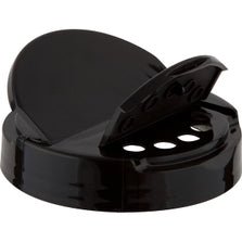 63-485 Black Dual Flap Cap with .300/Pour PS Liner - Cased 750 - Rock Bottom Bottles / Packaging Company LLC