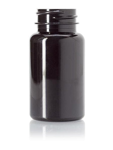 75 cc dark amber PET pill packer bottle with 33-400 neck finish - Rock Bottom Bottles / Packaging Company LLC