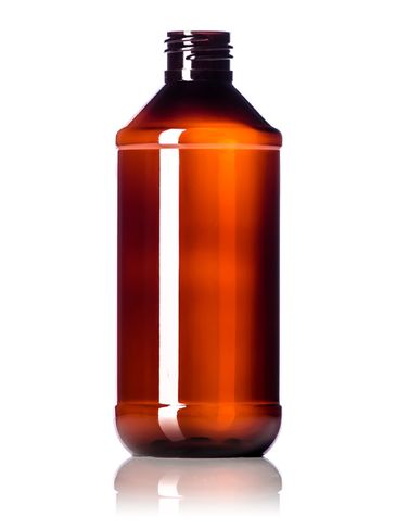 8oz Amber Modern Round PET Bottle with 24-400 Neck Finish - Cased 308 - Rock Bottom Bottles / Packaging Company LLC