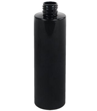 8oz Black PET Cylinder Bottle Neck 24-410 - Cased 246 - Rock Bottom Bottles / Packaging Company LLC